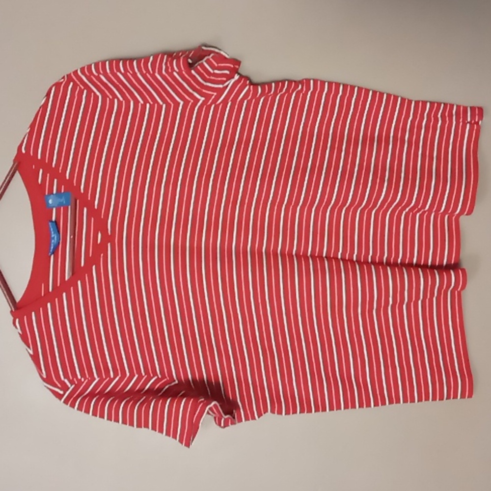 Karen Scott Red/White and Black Striped Blouse XL